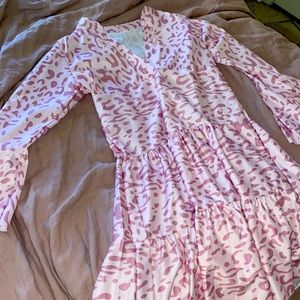 Size S pink leopard print tiered dress
